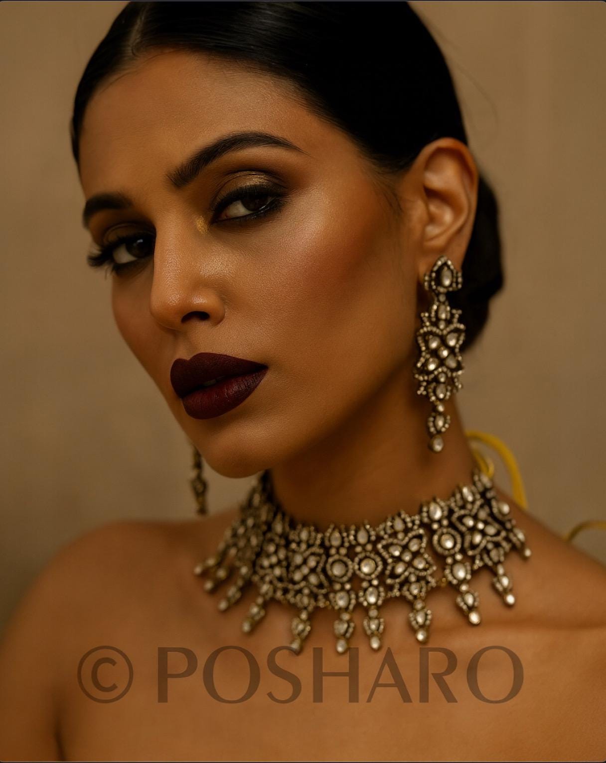 Vintage-Inspired Moissanite Kundan Polki Choker Necklace Set with Earrings | Bridal Jewelry | Indian Wedding Jewelry