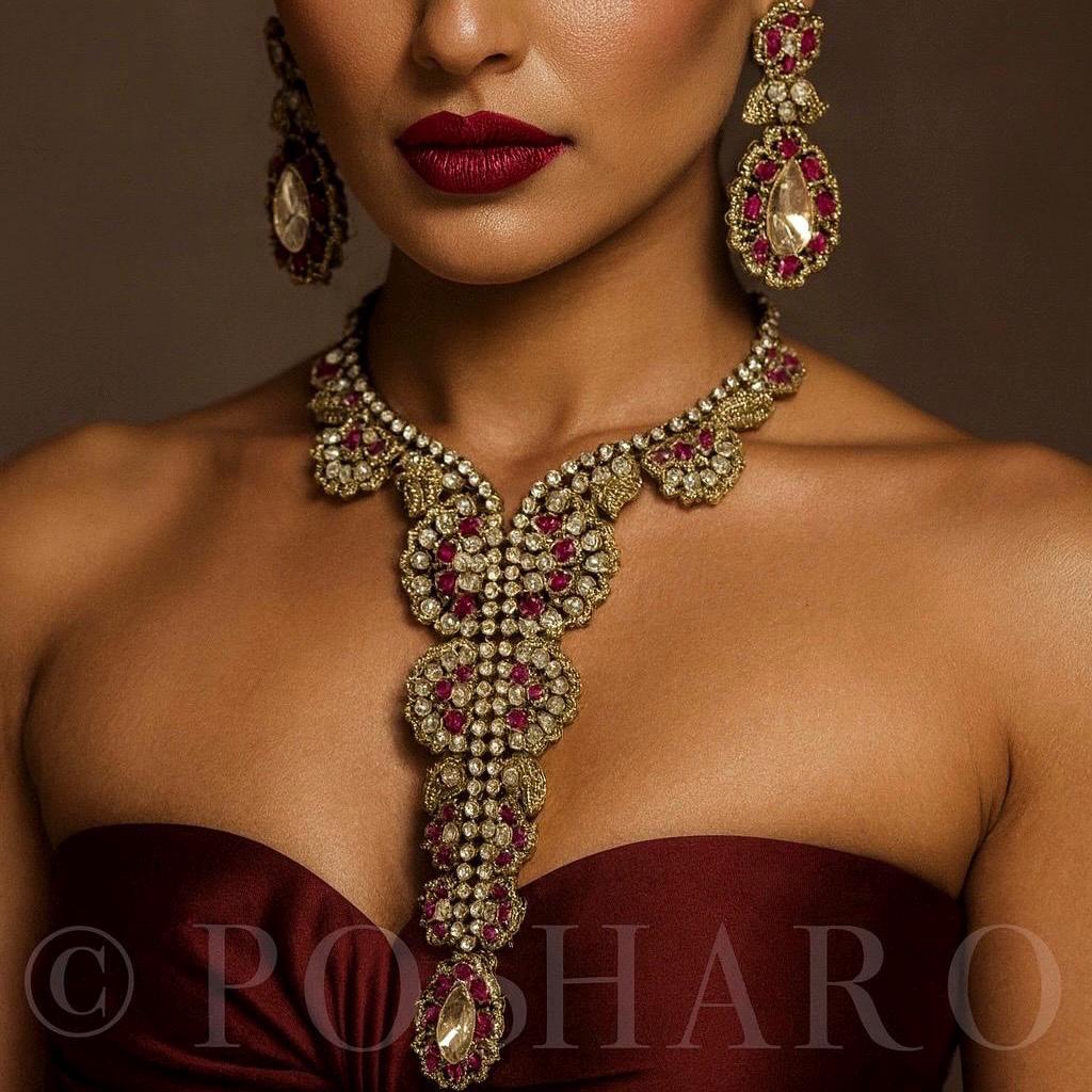 Imperial Wine Ruby Necklace Set