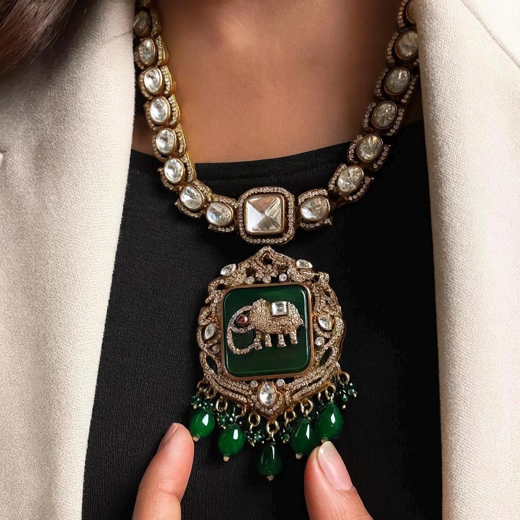 Jaipur Emerald Empress Necklace Set