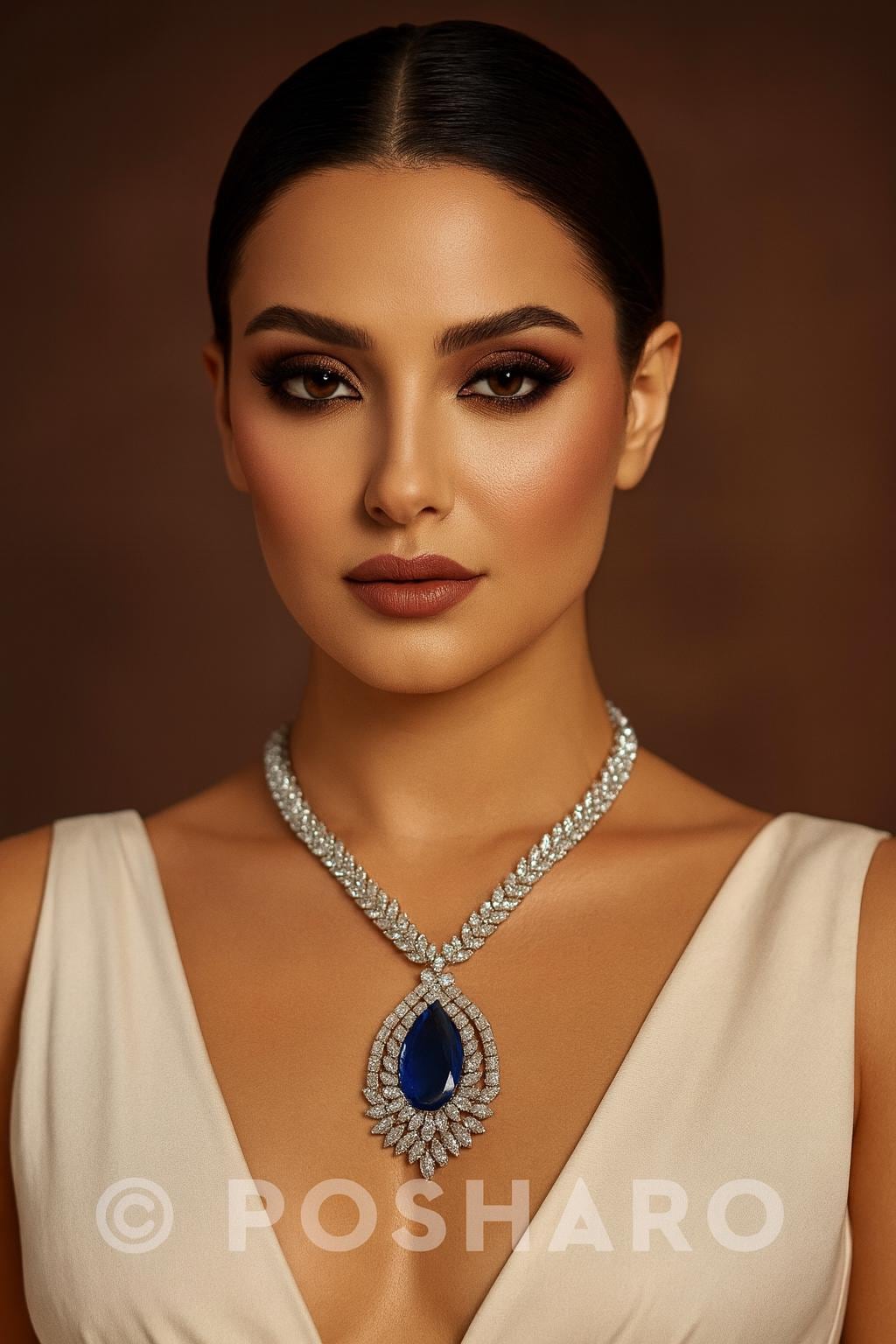 Midnight Teardrop Sapphire Necklace Set