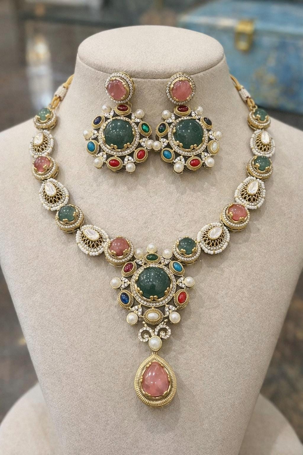 Ira Multi-Stone  Statement Necklace Set