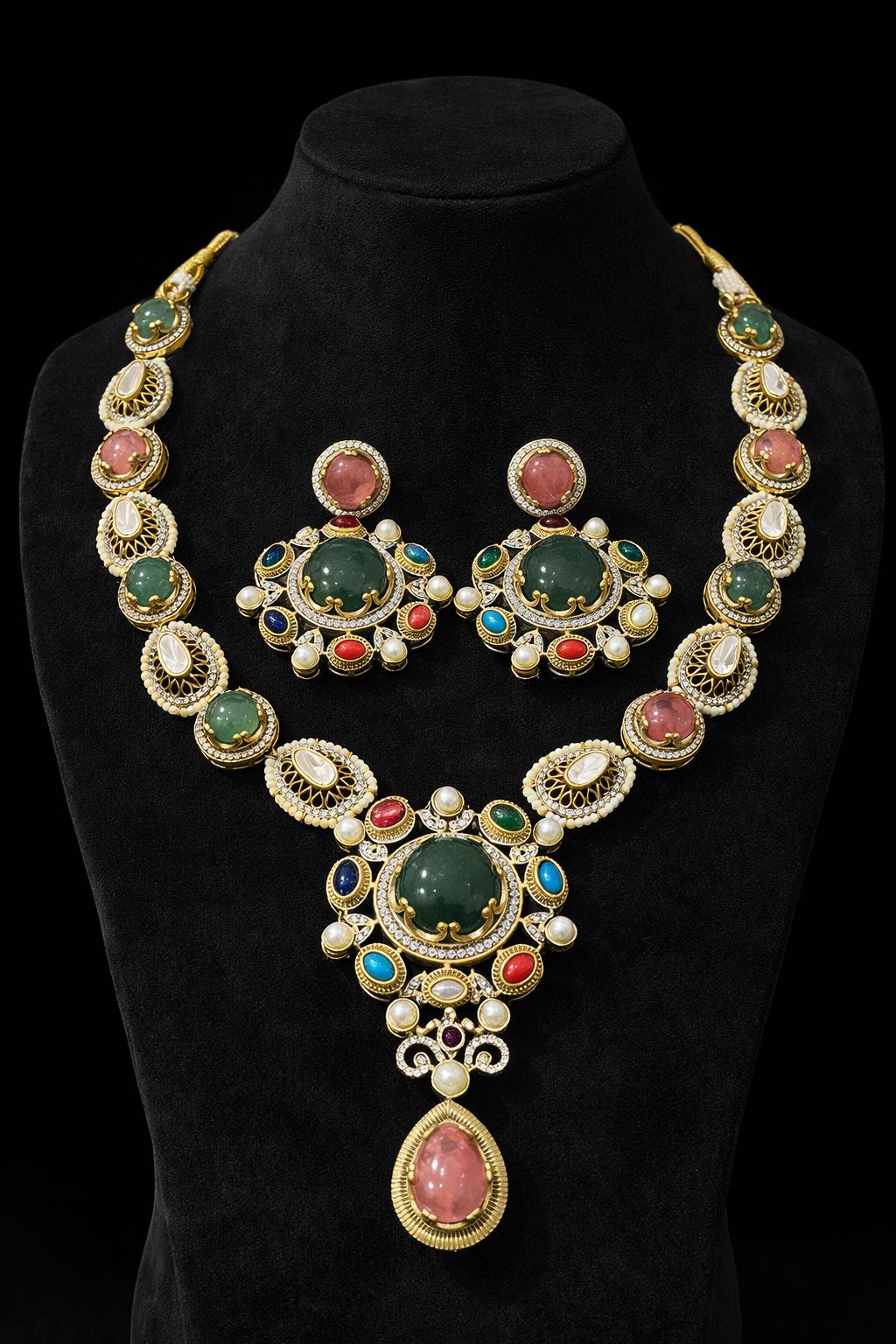 Ira Multi-Stone  Statement Necklace Set