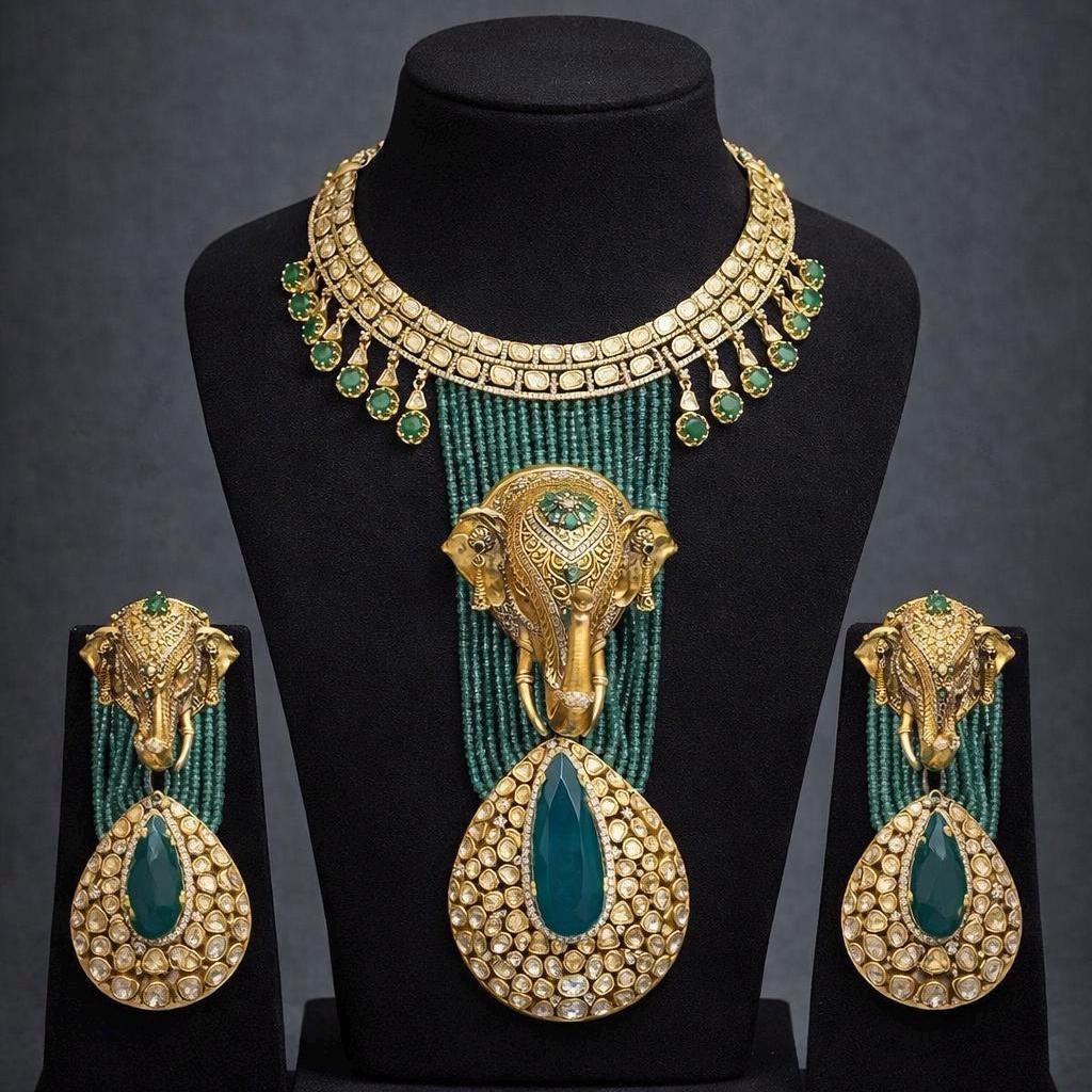 The Royal Tusker Jadau Necklace Set
