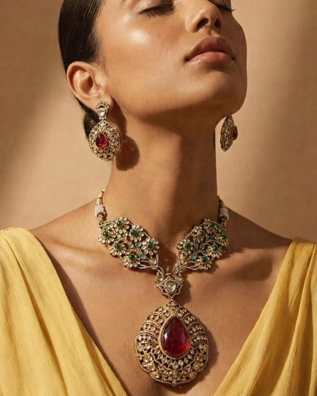 Imperial Ruby Drop Necklace Set