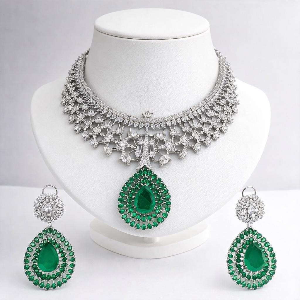 Aveline Emerald Statement Necklace Set