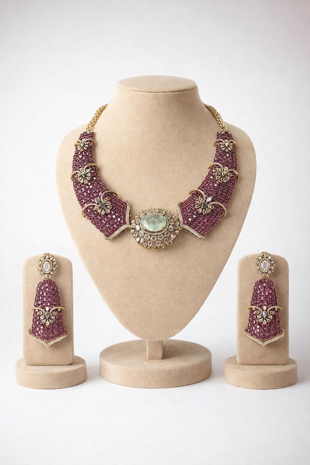 Ruby Regal Statement Necklace Set