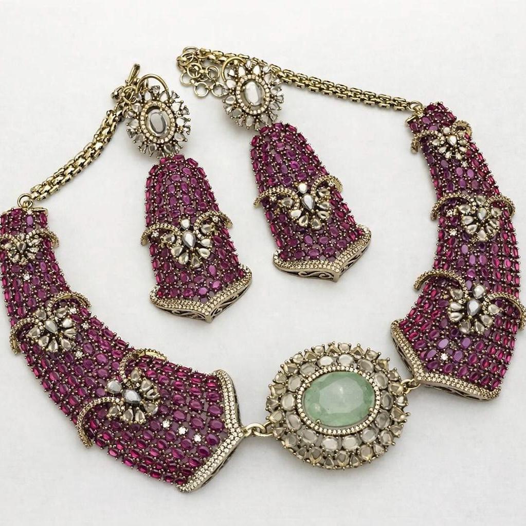 Ruby Regal Statement Necklace Set
