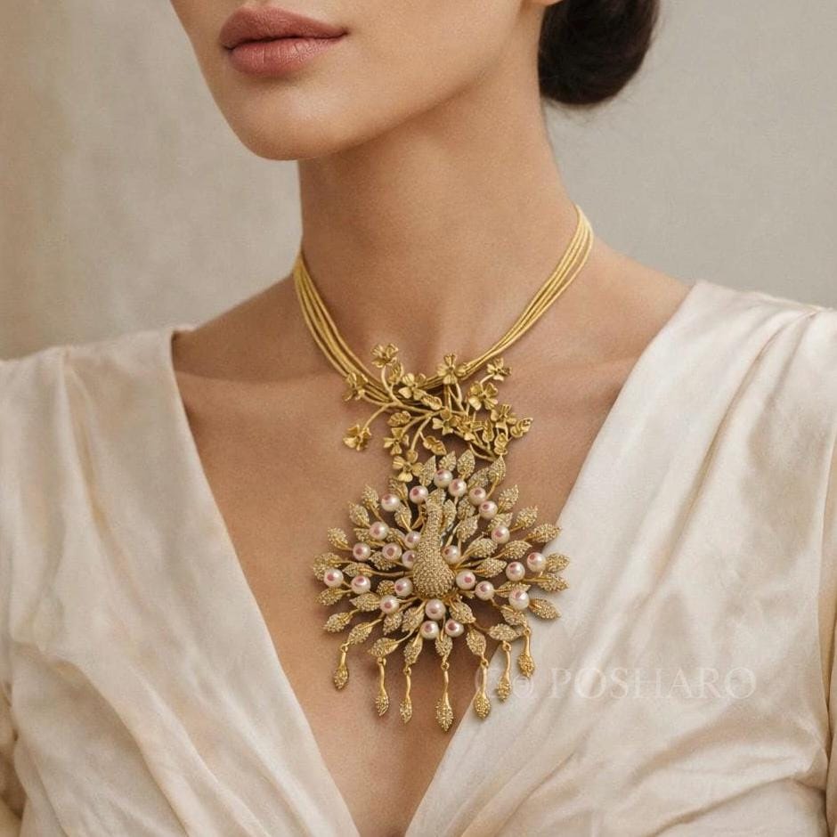 Peacock Vines Statement Necklace Set