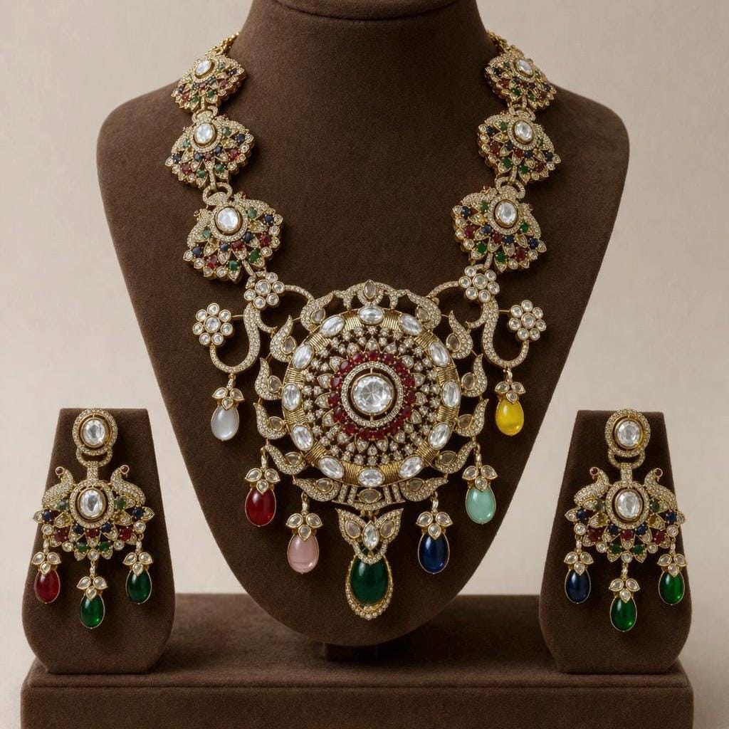 Royal Polki Medallion Necklace Set