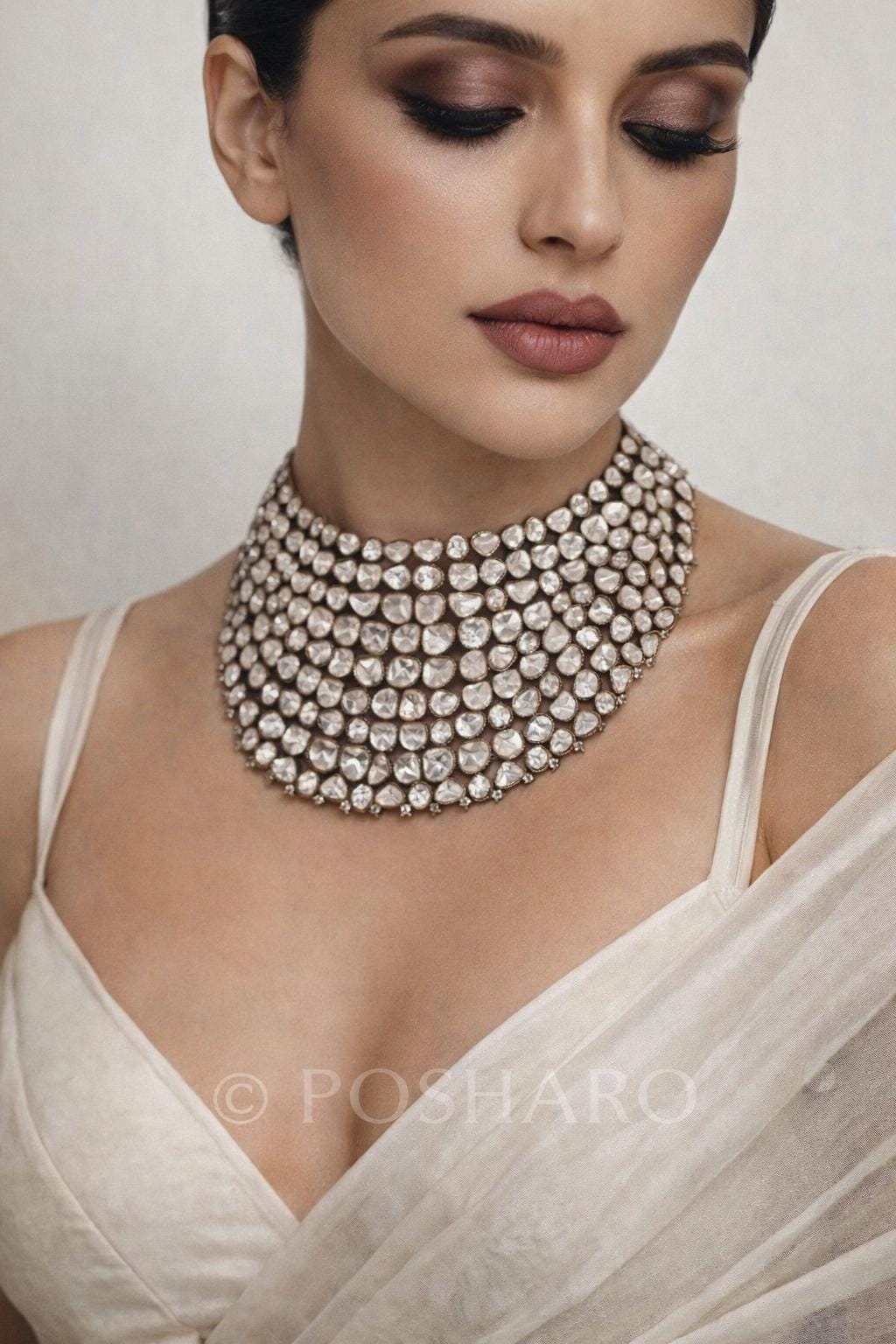 Ivory Victorian Black Rhodium Uncut Kundan Choker Set