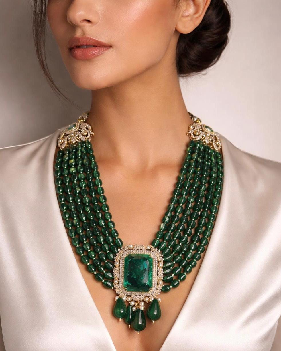 Emerald Royale Statement Necklace Set
