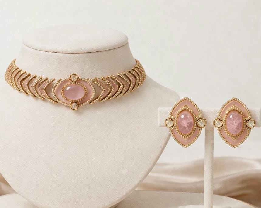 Rose Quartz Royale Choker Set
