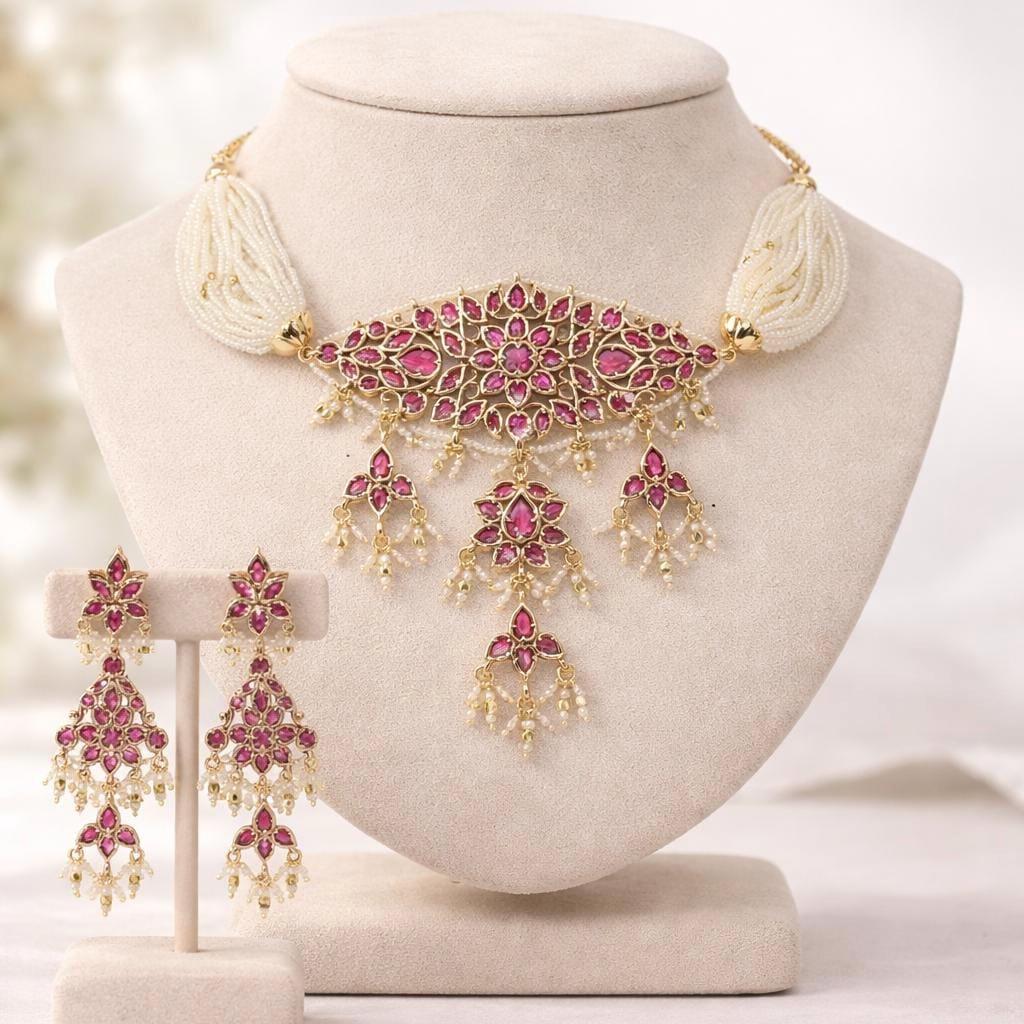 Rosette Kundan Polki Choker Set