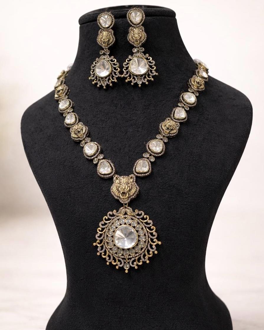 Maharani Tiger Polki Necklace Set