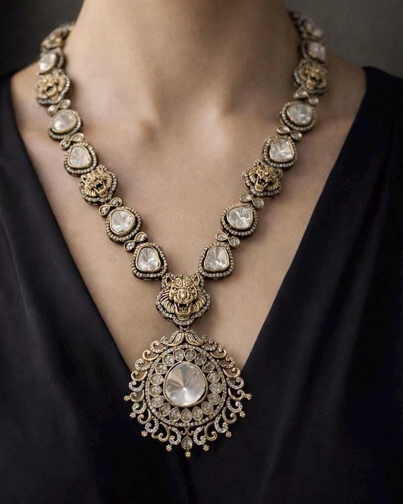 Maharani Tiger Polki Necklace Set