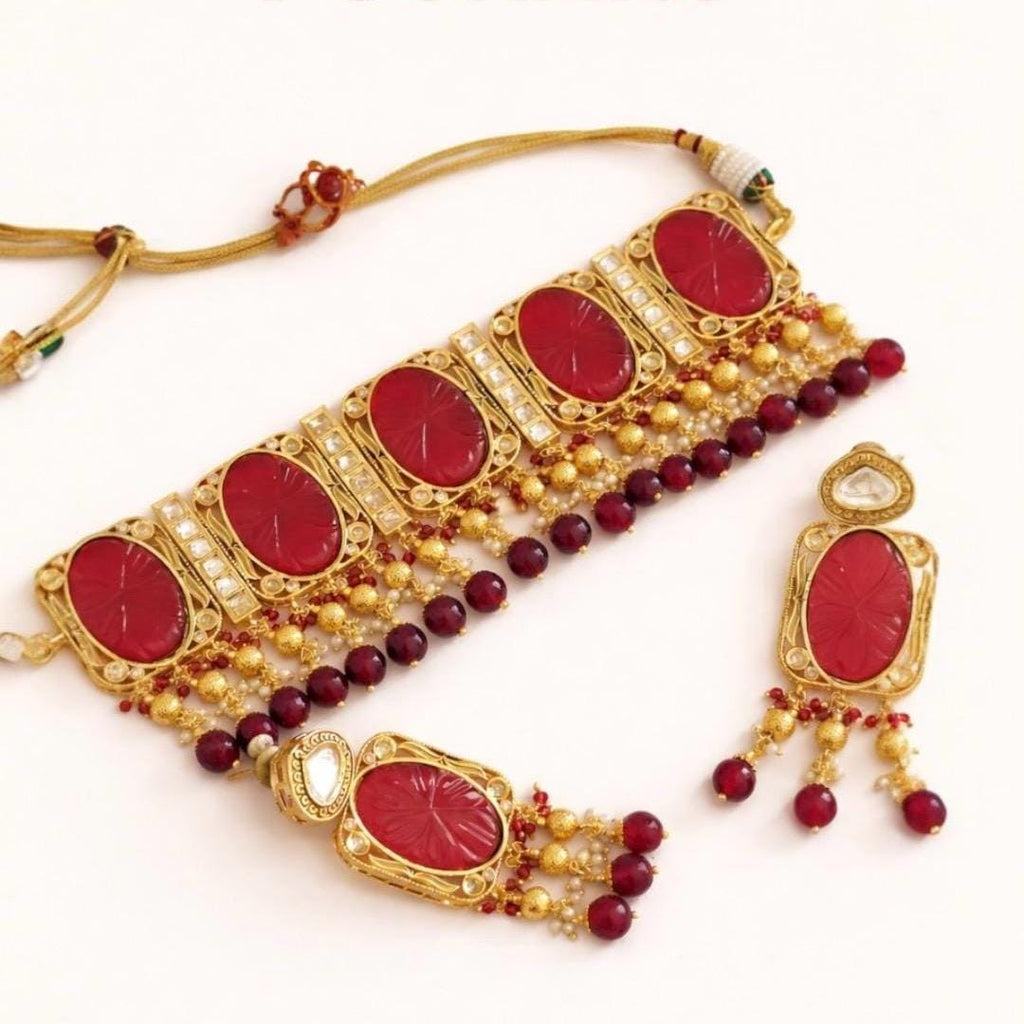Royal Ruby Polki Statement Choker Set
