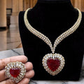 Ruby Crimson Heart Luxe Necklace Set