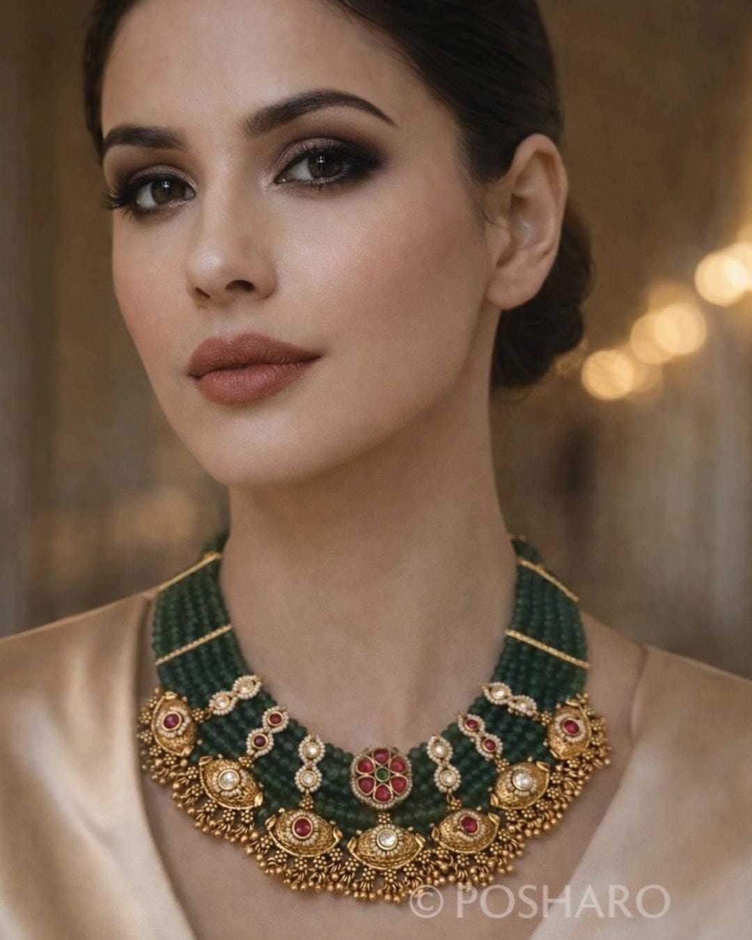 Aadhira Emerald Temple Luxe Necklace Set