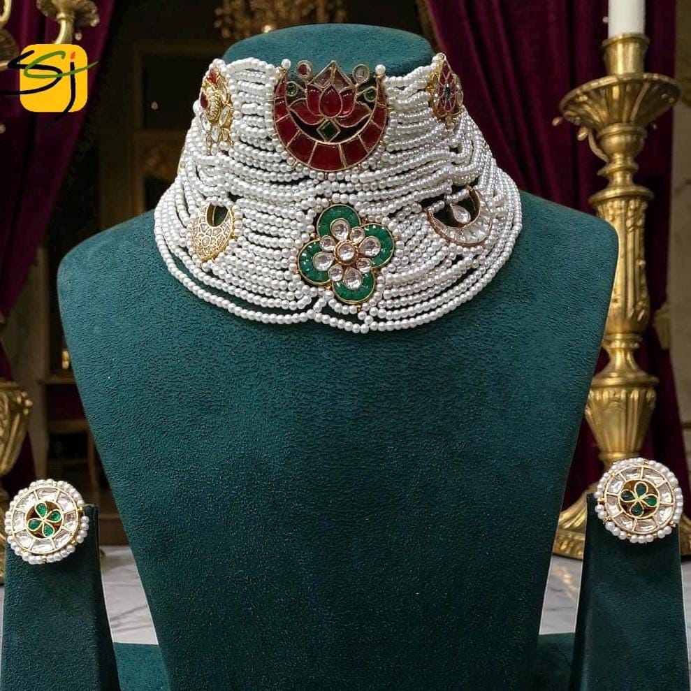 Sovereign Pearl Polki Heritage Choker Set