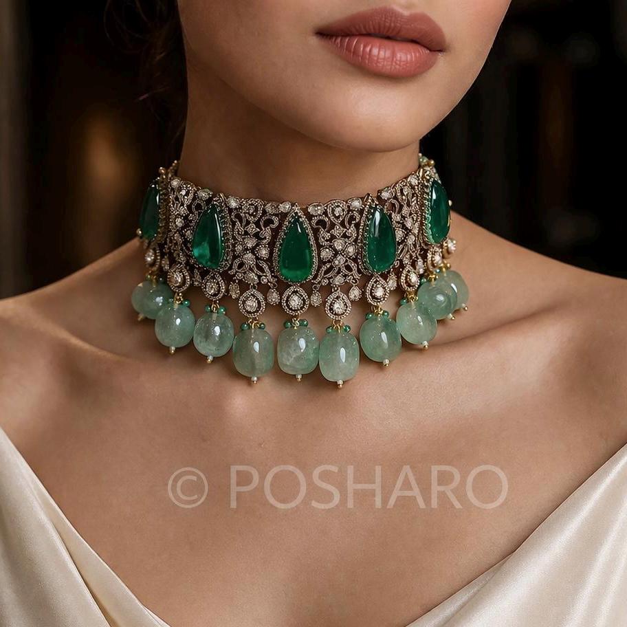 Victorian Mughal Emerald Choker Set