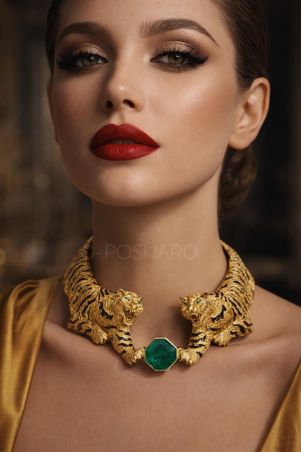 Tiger Royale Emerald Statement Necklace Set