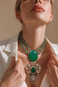 Riwaayat Emerald Polki Necklace Set