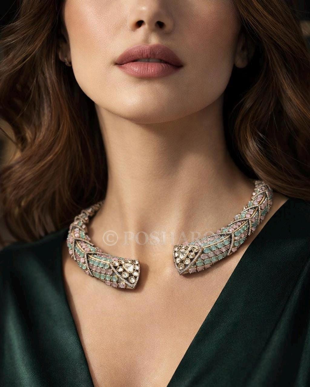 Opaline Sculpted Diamond Collar Necklace Set