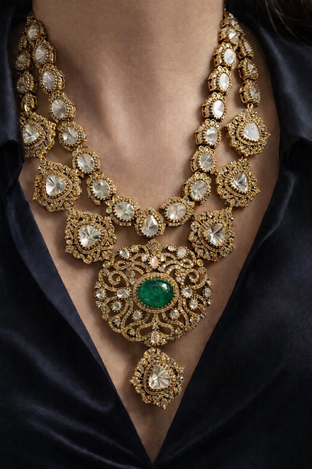 Emerald Jharoka Luxe Set