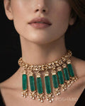 Emerald Cascade Luxe Bar Drop Choker Set